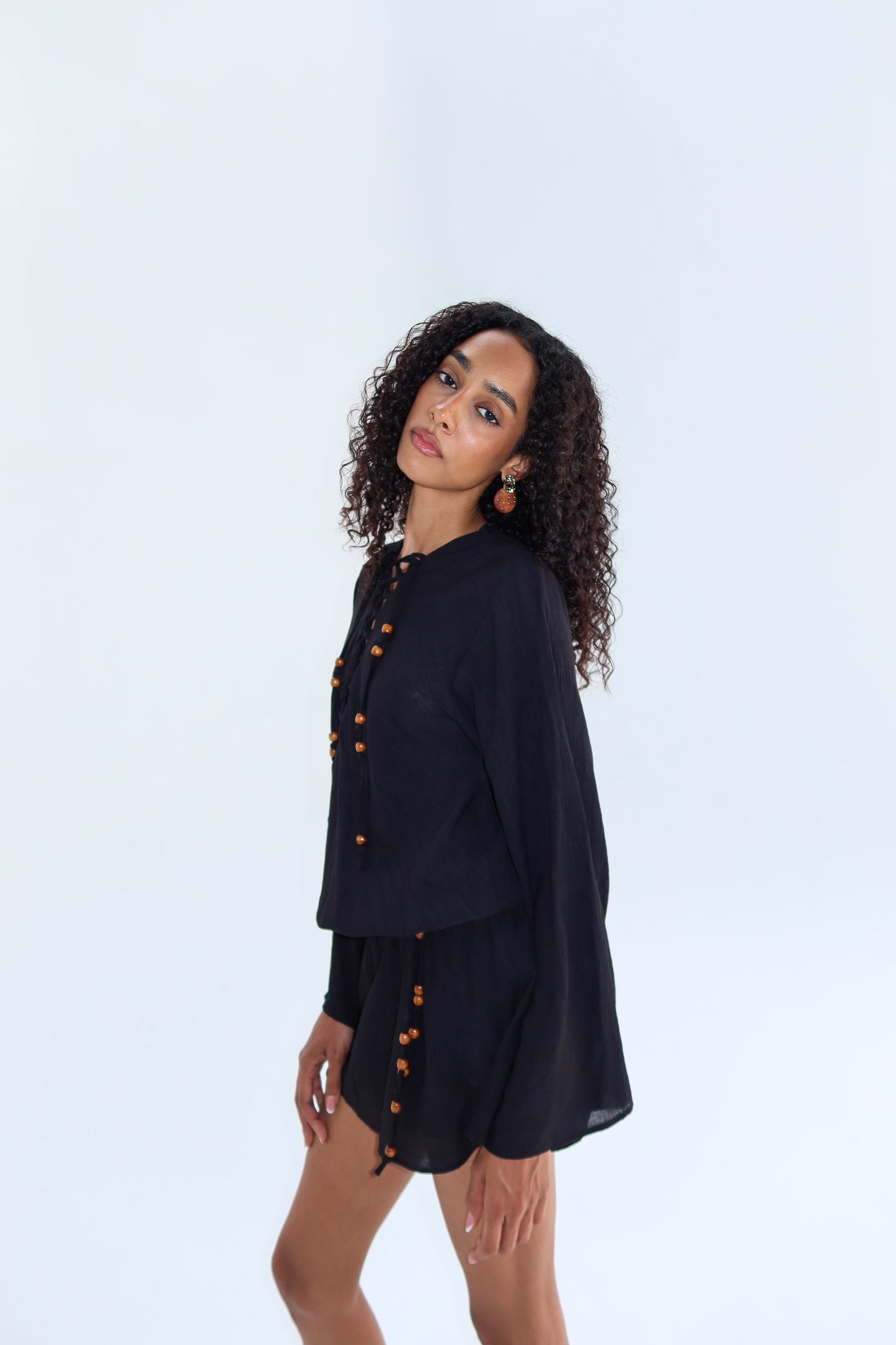 Beaded Lace-Up Dress